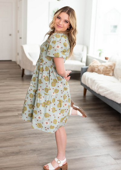 Amara Sage Floral Dress