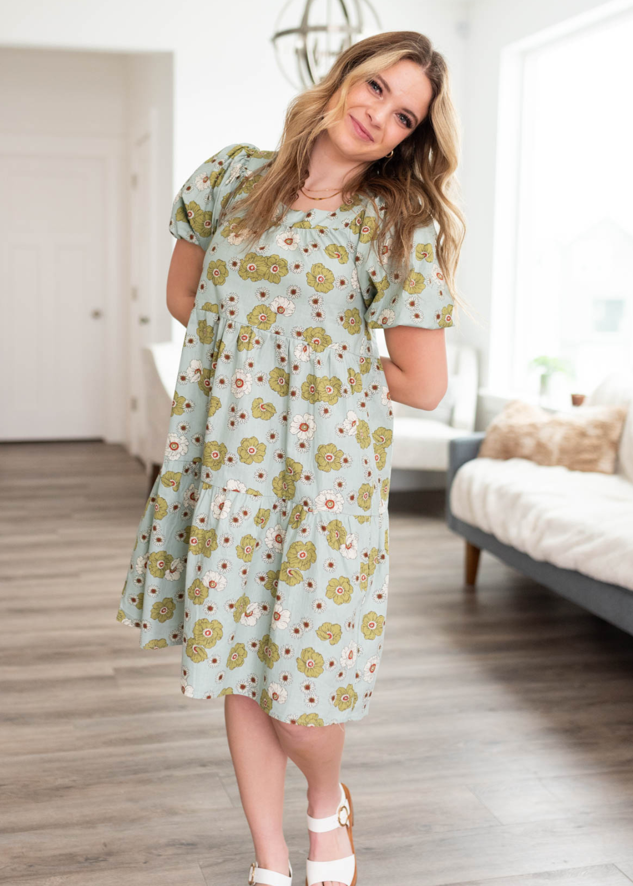 Amara Sage Floral Dress