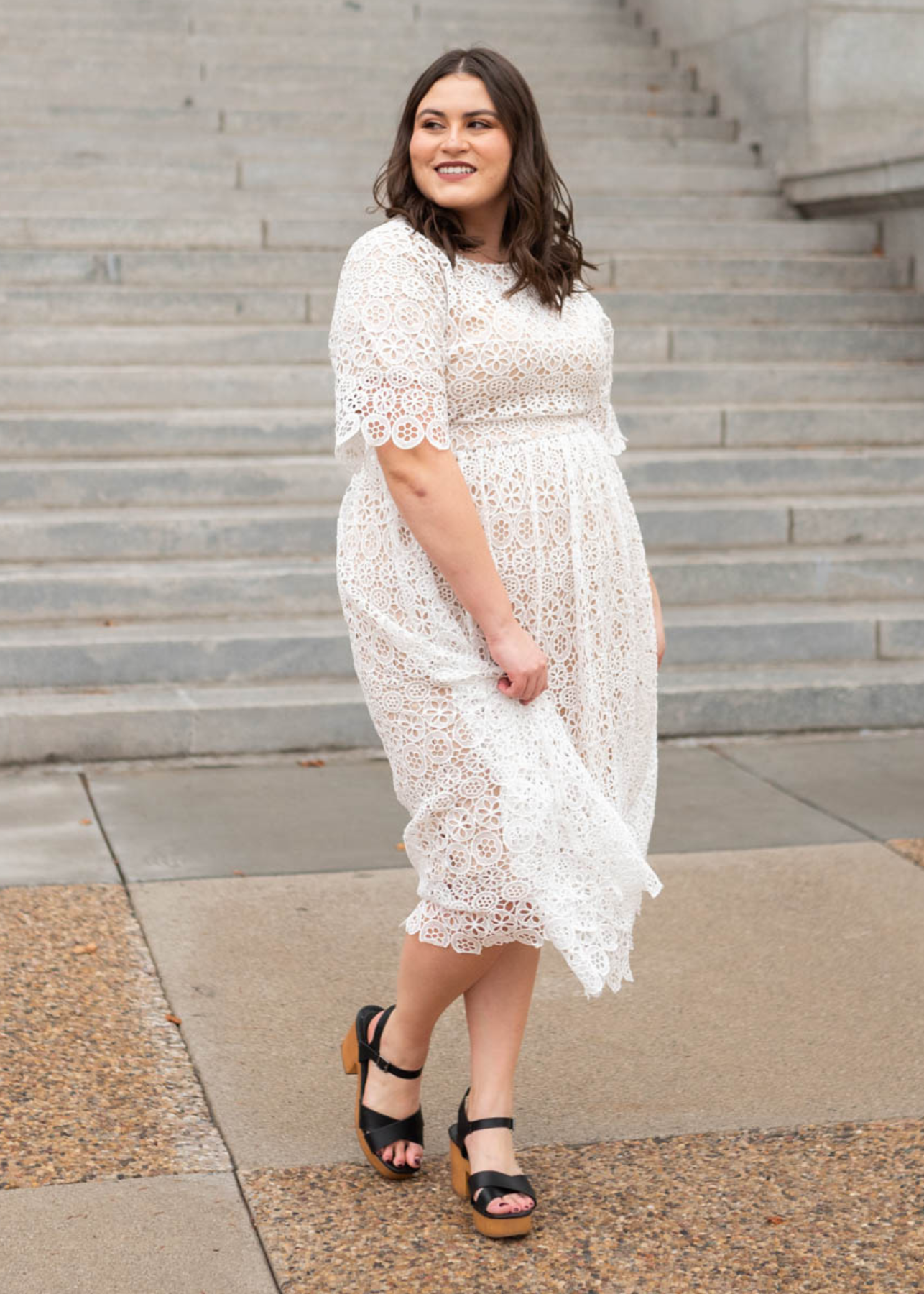 Plus size ivory lace dress