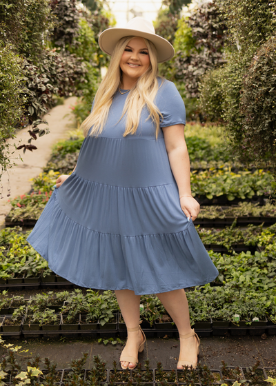Plus size denim blue dress