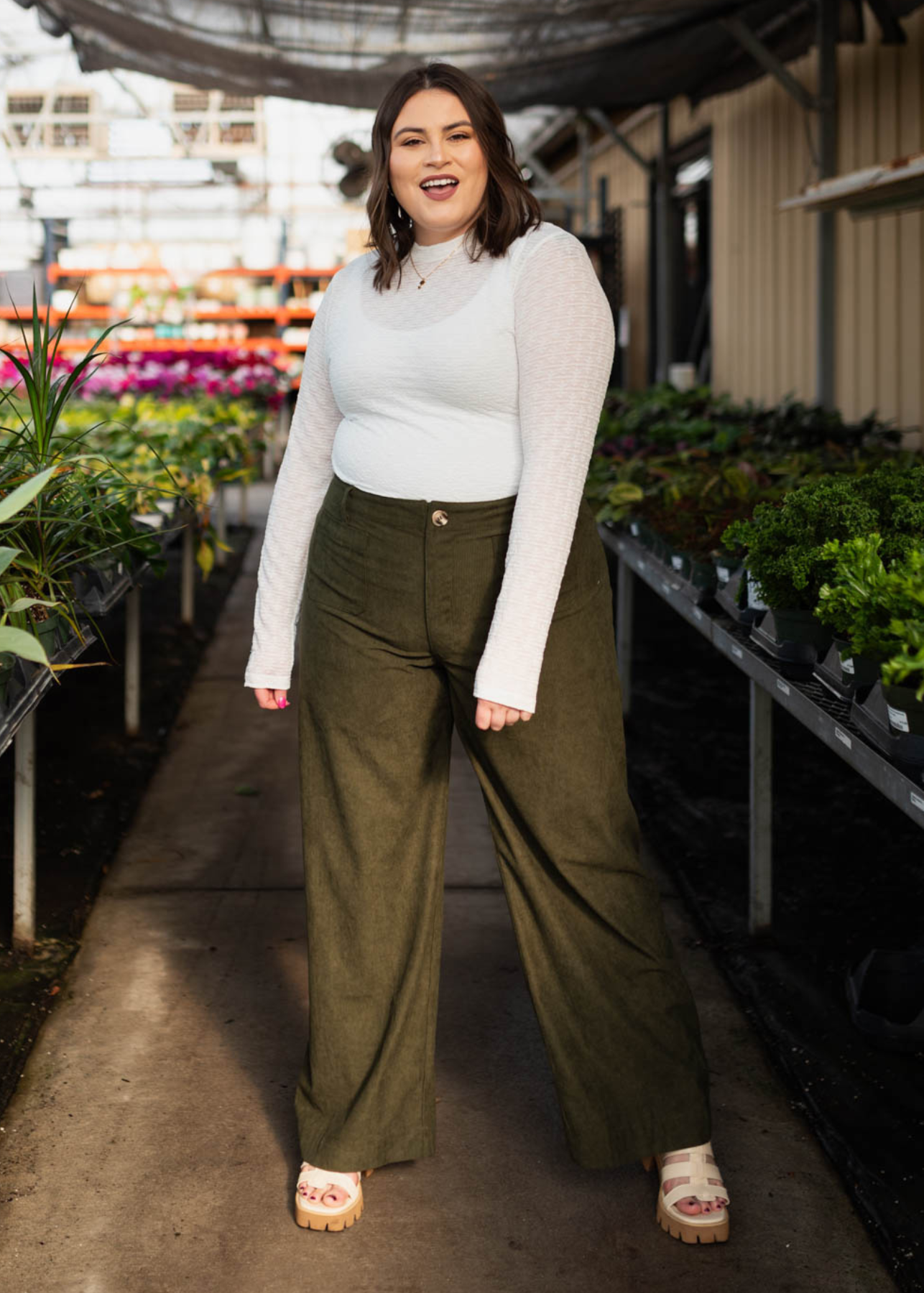 Plus size olive corduroy pants