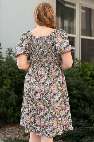Back view of a floral dress