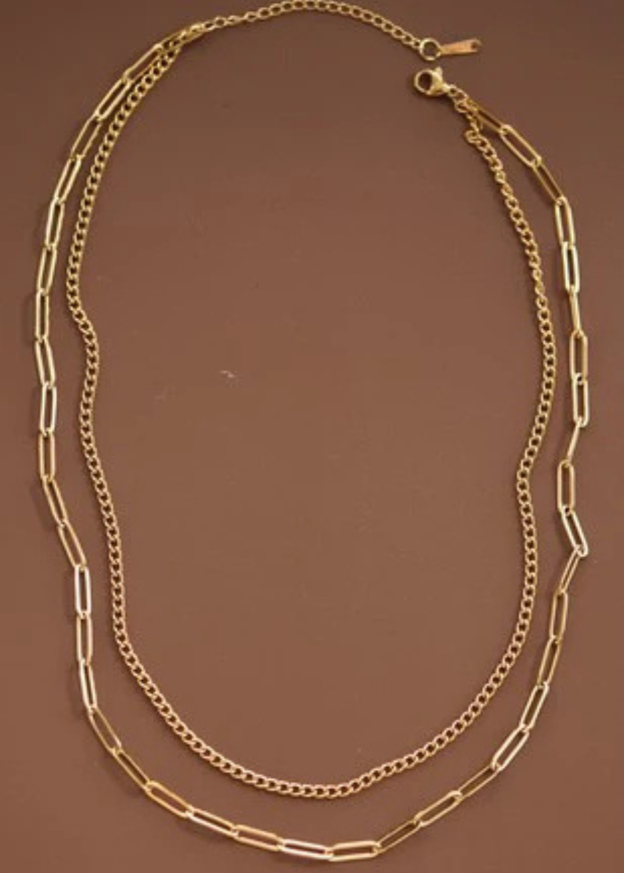 Hooked together gold layered chain necklace