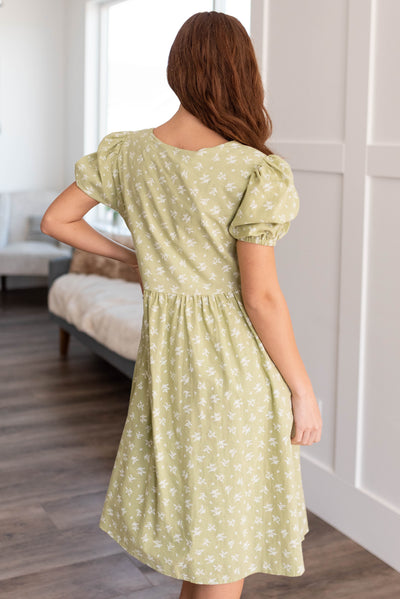 Back view of the sage button down dress