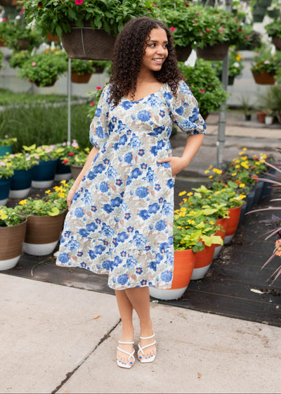 Blue floral dress with pockets