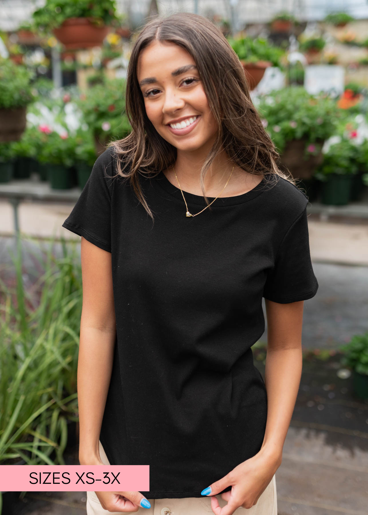 Black ribbed top