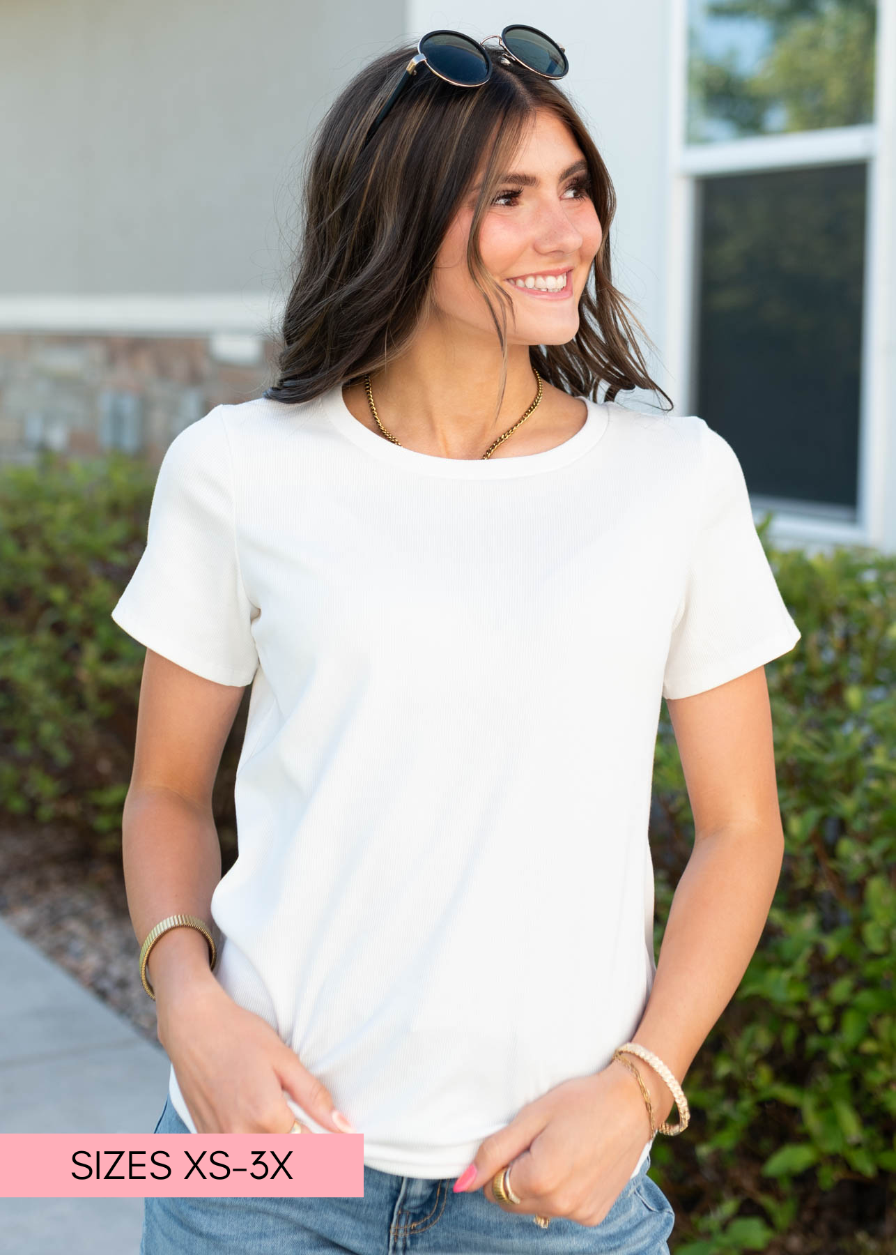 White ribbed top