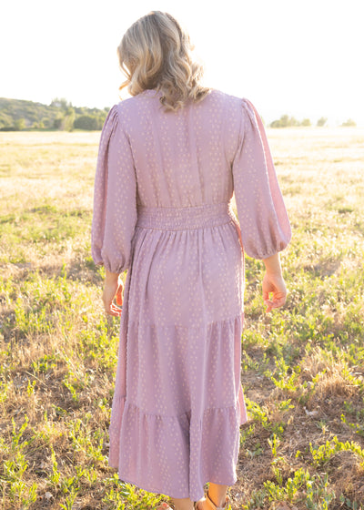 Back view of a lavender dress
