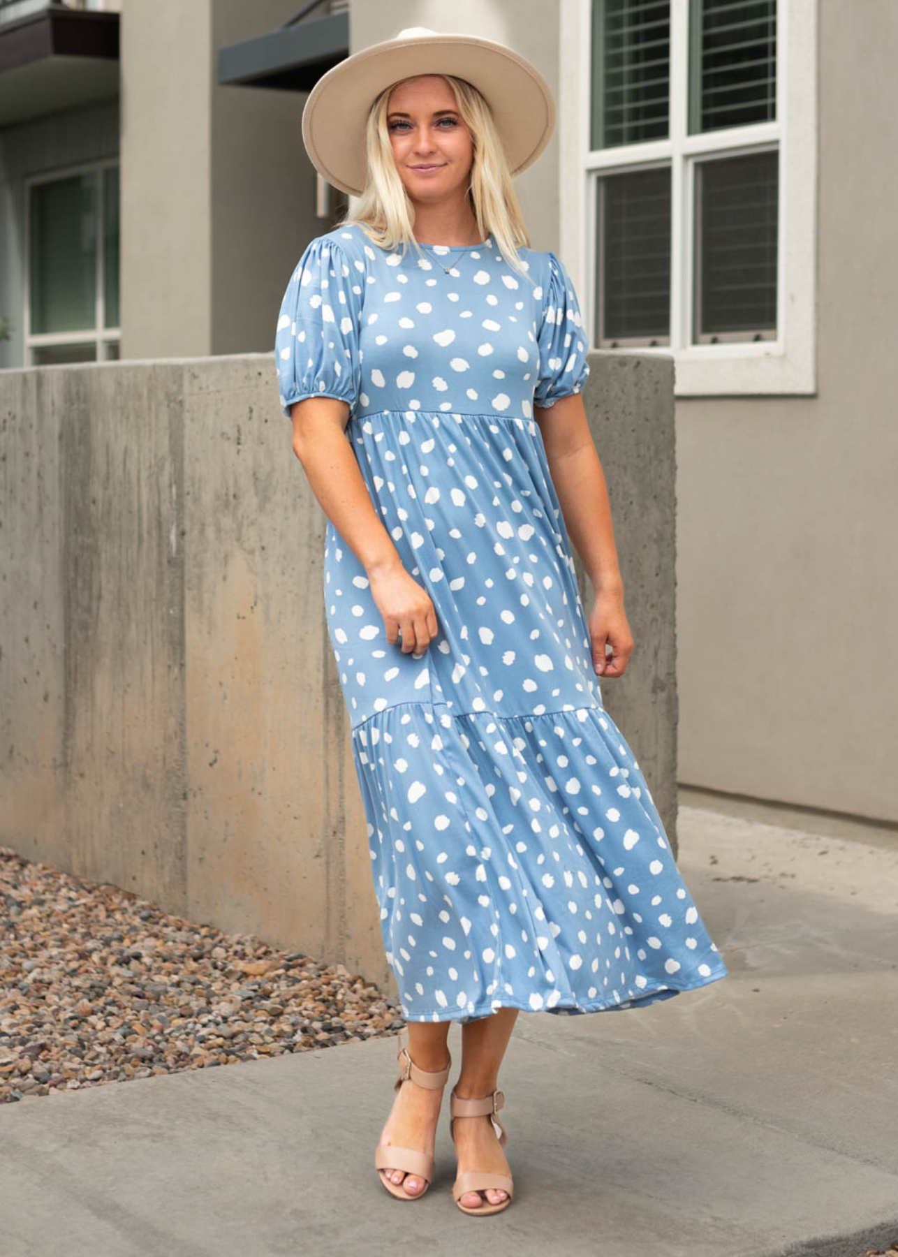 Short sleeve blue dress 