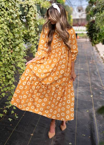 Golden floral dress