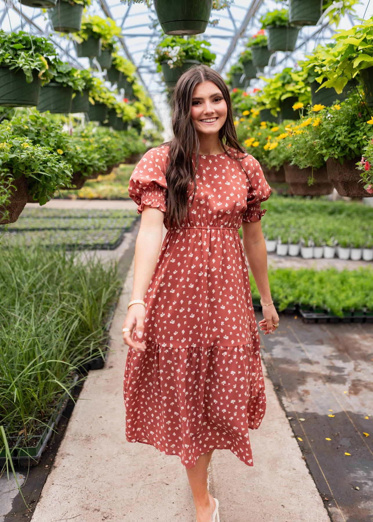 Ashlyn Brick Floral Dress