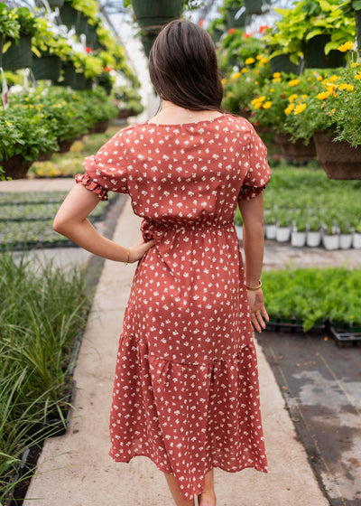 Ashlyn Brick Floral Dress