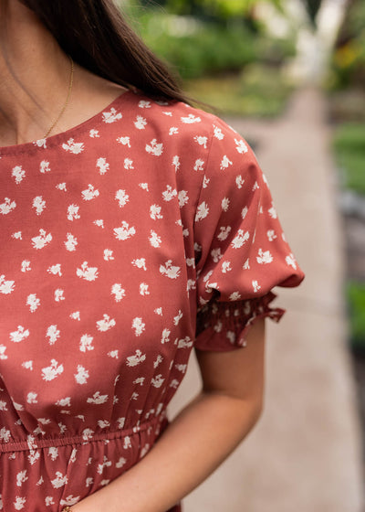 Ashlyn Brick Floral Dress