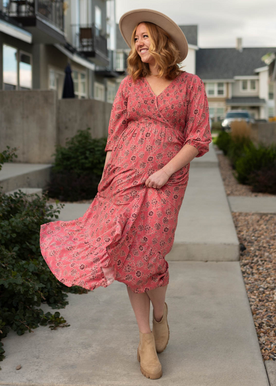 Red floral dress