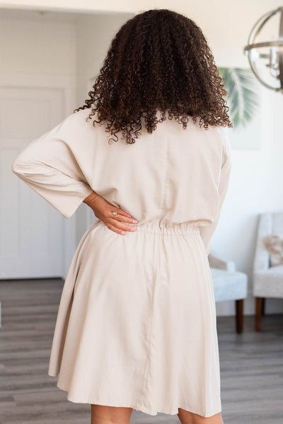 Back view of the khaki dress