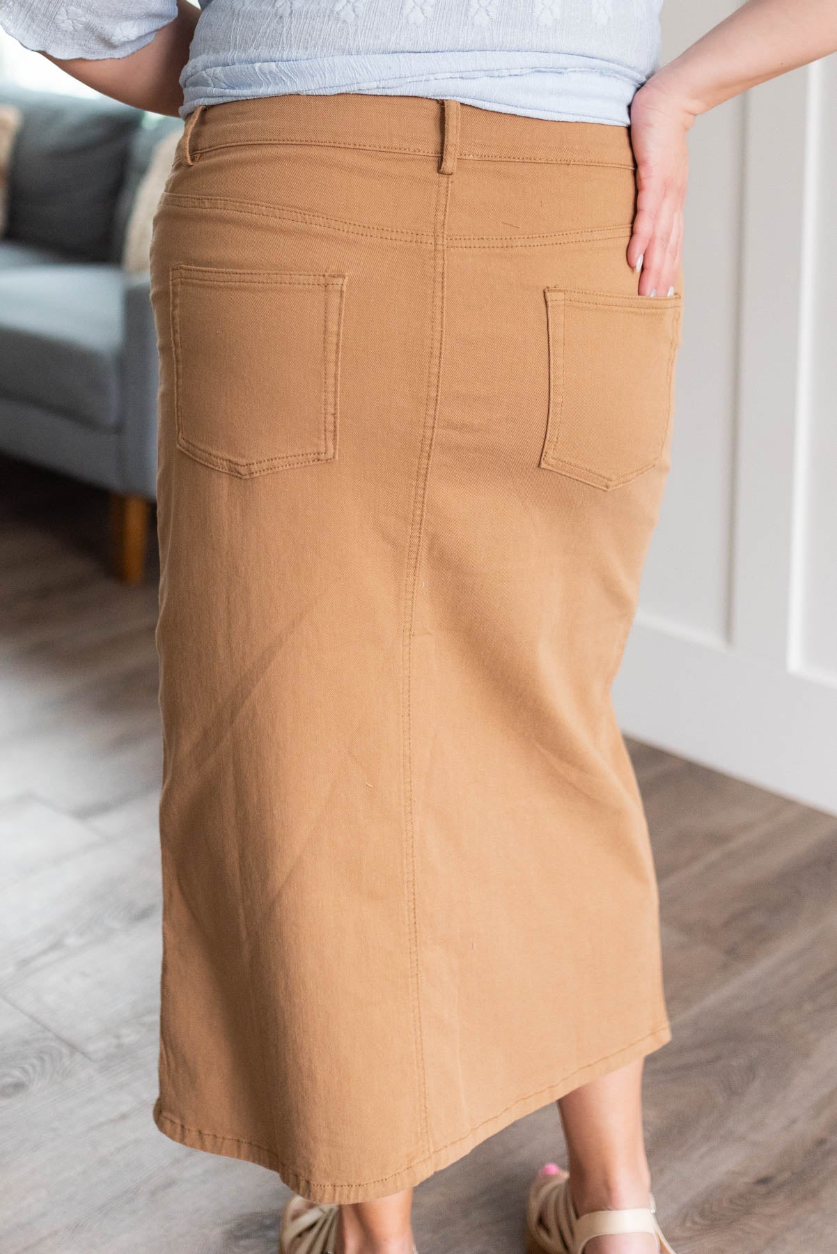Plus size camel maxi skirt
