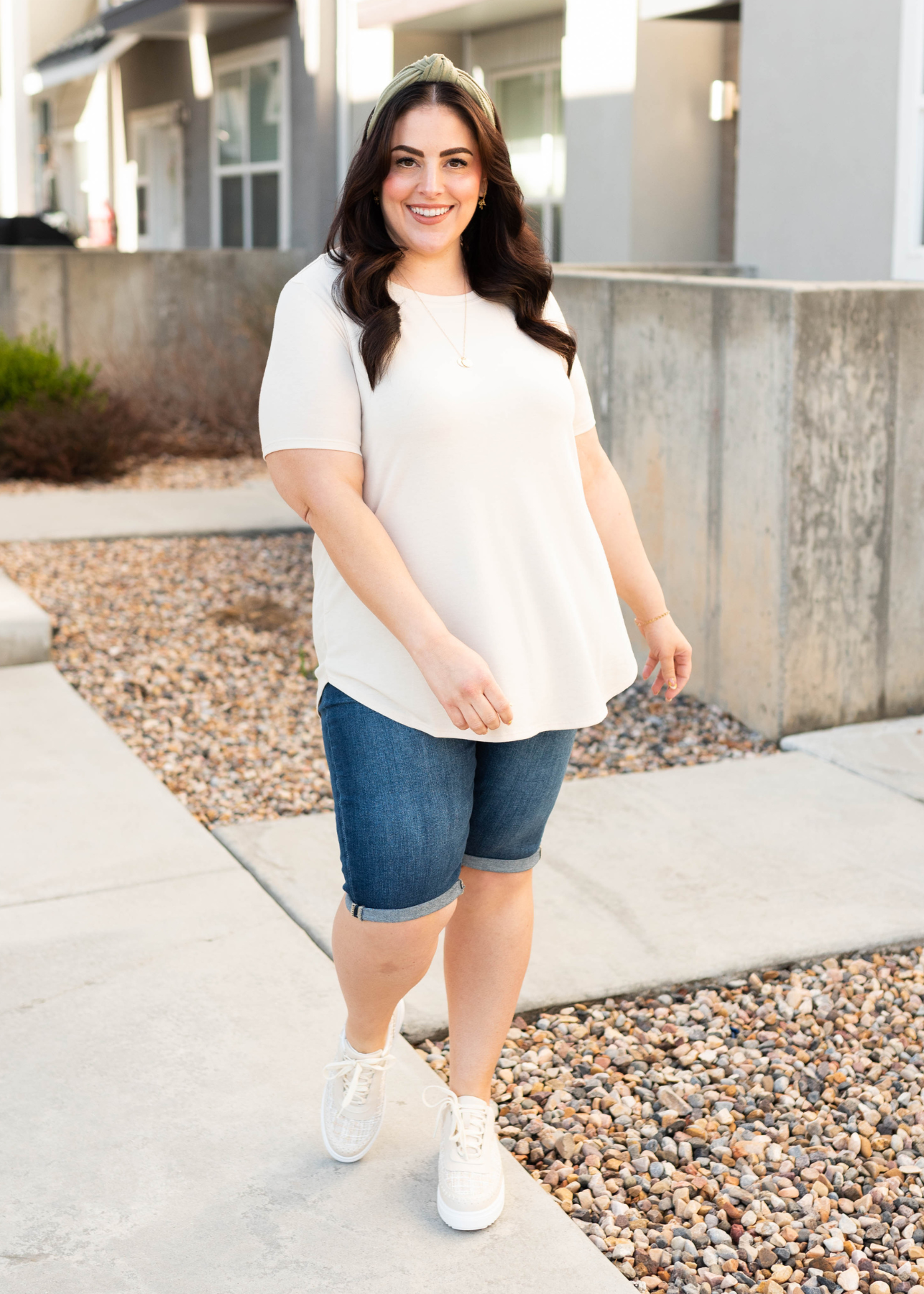 Plus size taupe top with short sleeves