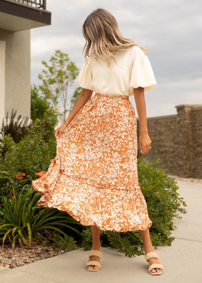 Rust floral skirt