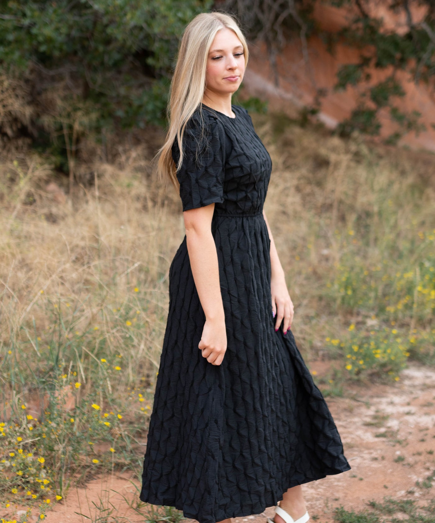 Side view of a black dress
