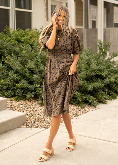 Mocha gingham dress