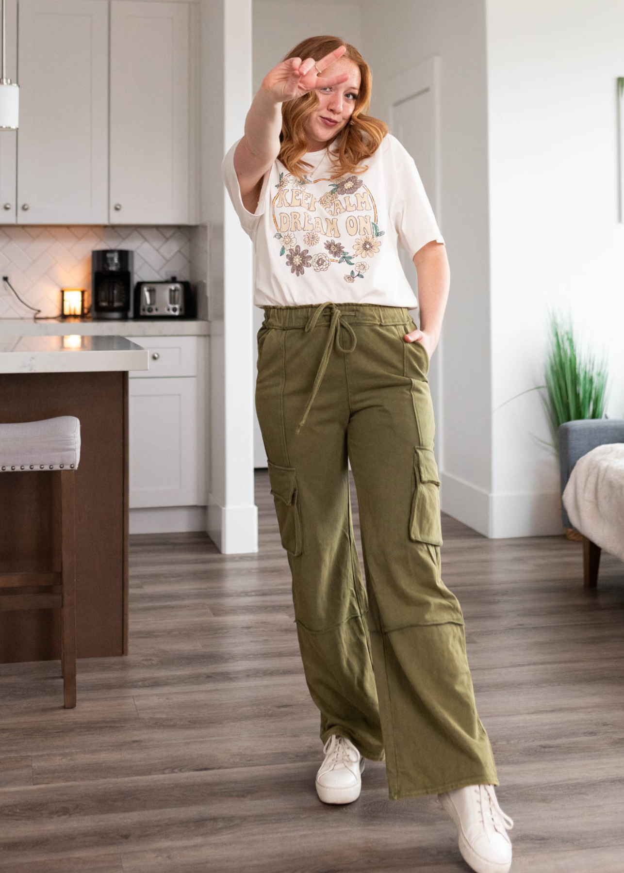 Olive pants with pockets