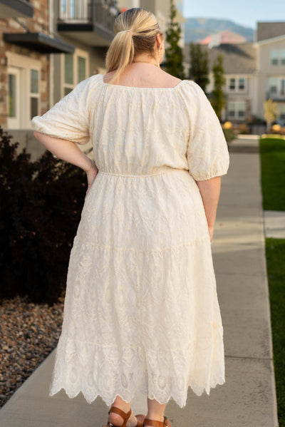 Back view of the plus size natural dress