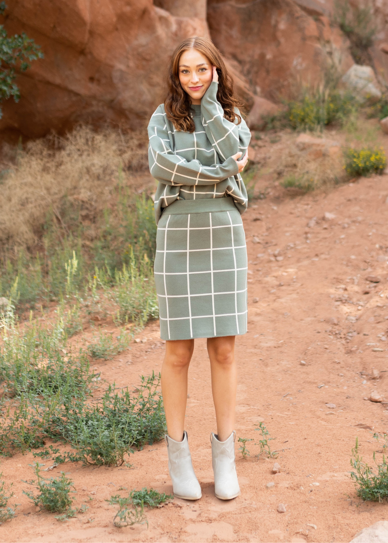Blakely Olive Plaid Sweater