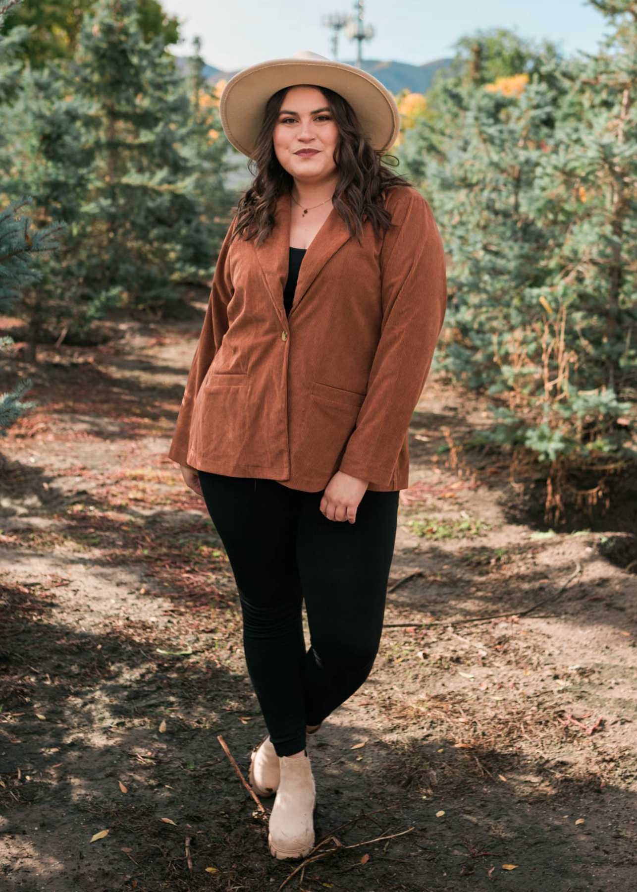 Long sleeve plus size chestnut blazer