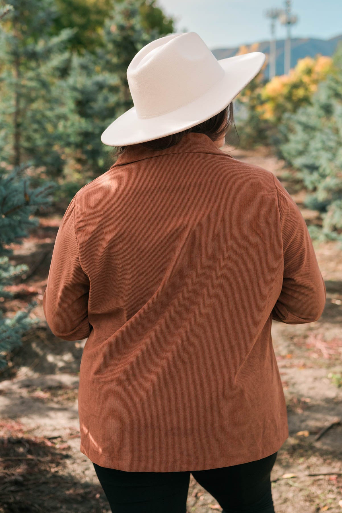 Back view of the plus size chestnut blazer