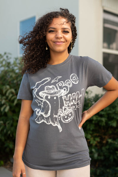 Short sleeve Halloween charcoal tee