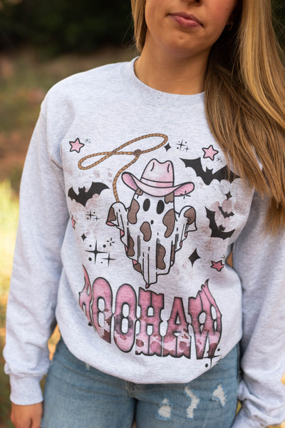 Halloween boo haw grey sweatshirt with long sleeves