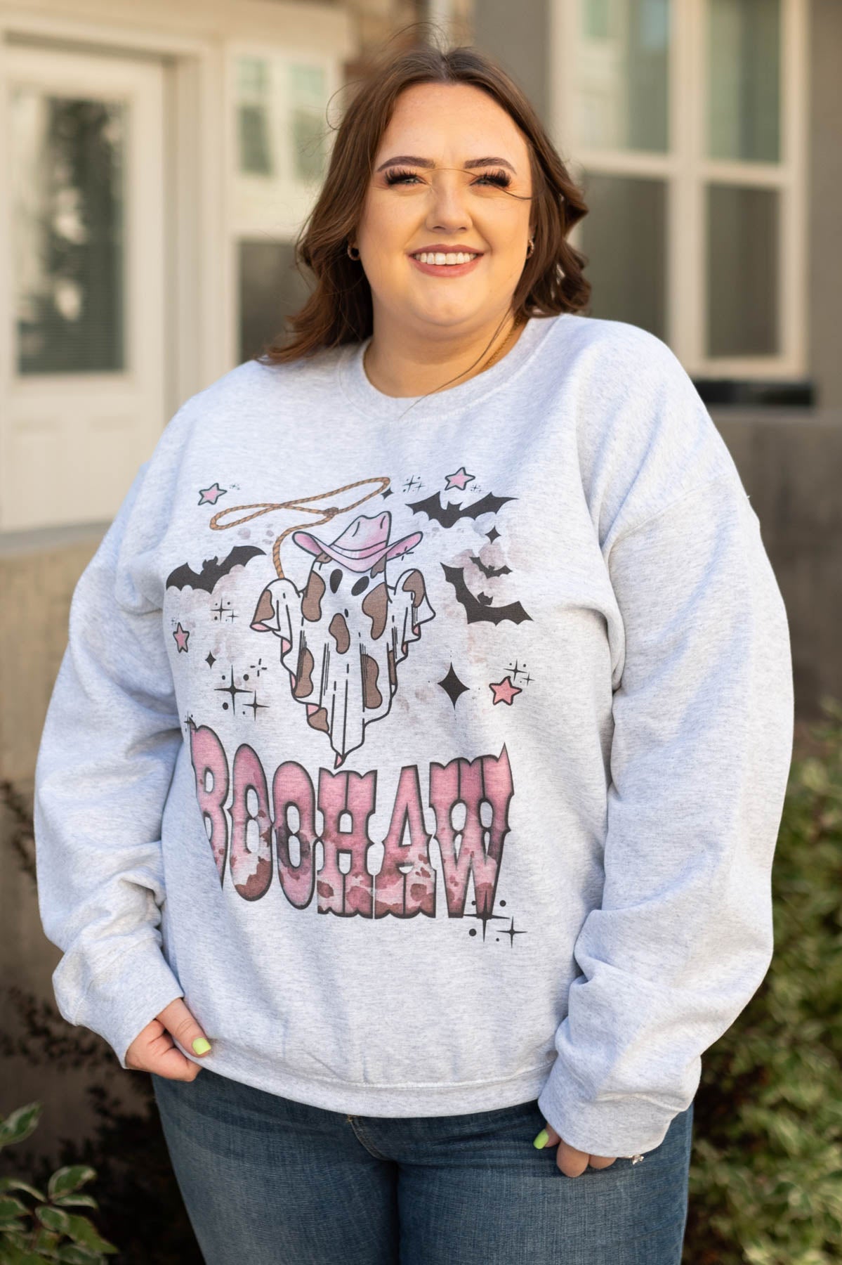 Plus size Halloween grey sweatshirt