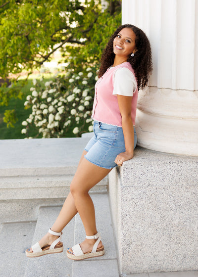 Brianna Dusty Rose Sweater Vest