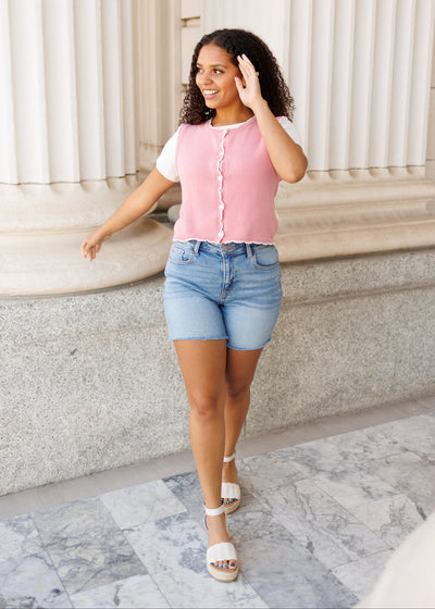 Button down dustyrose sweater vest