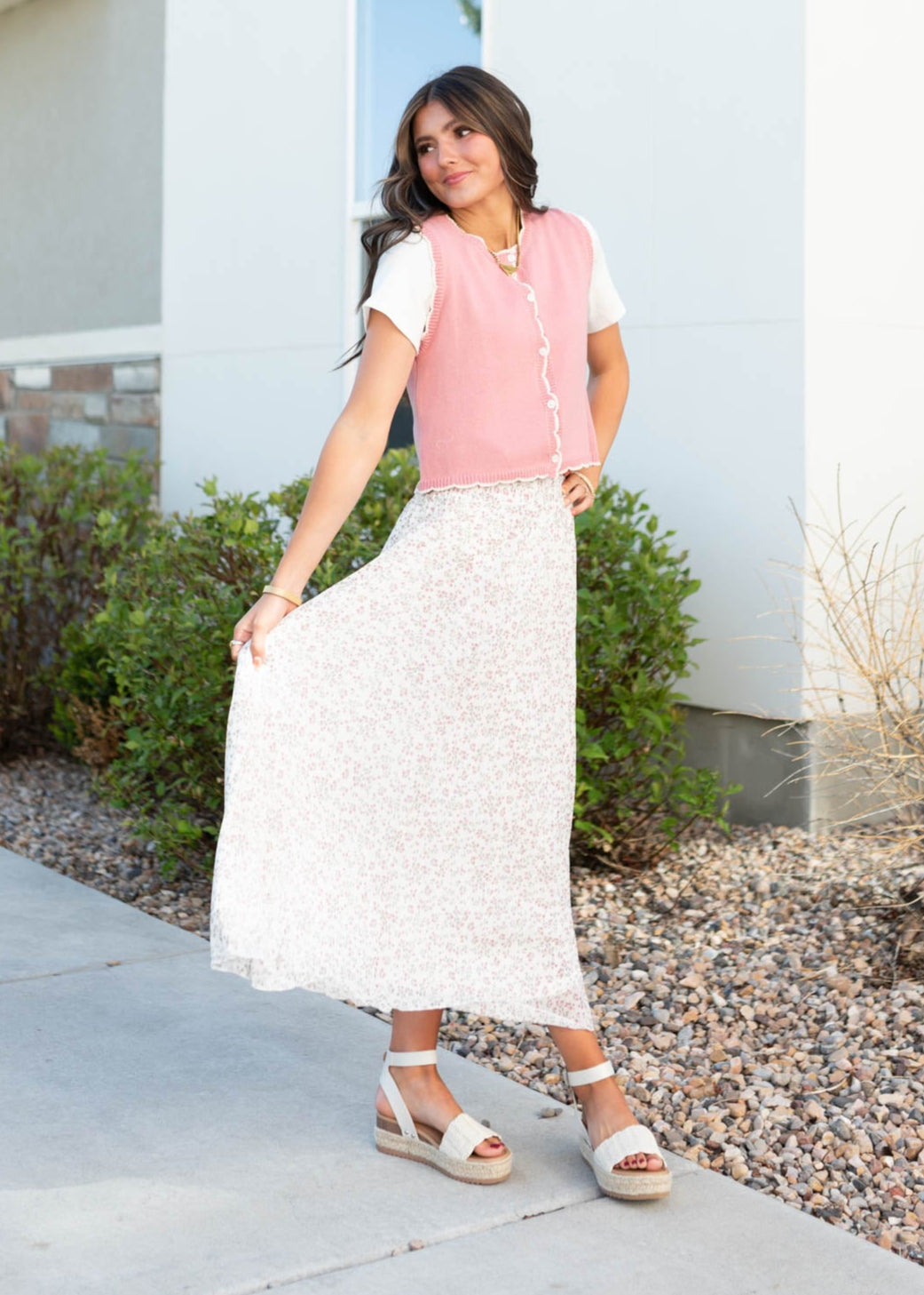 Brianna Dusty Rose Sweater Vest
