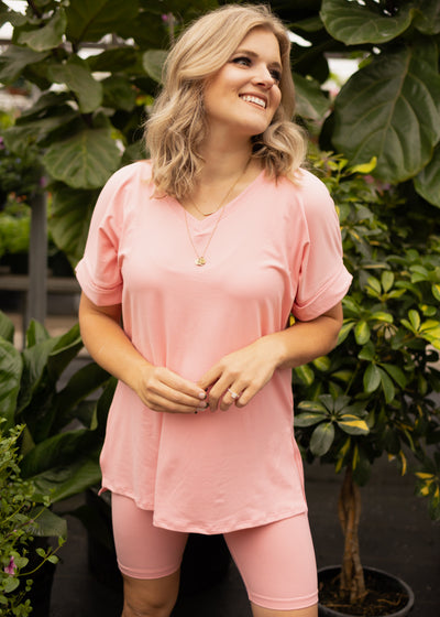 Small biker short pink set 