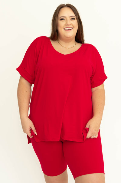 Front view of a plus size ruby set