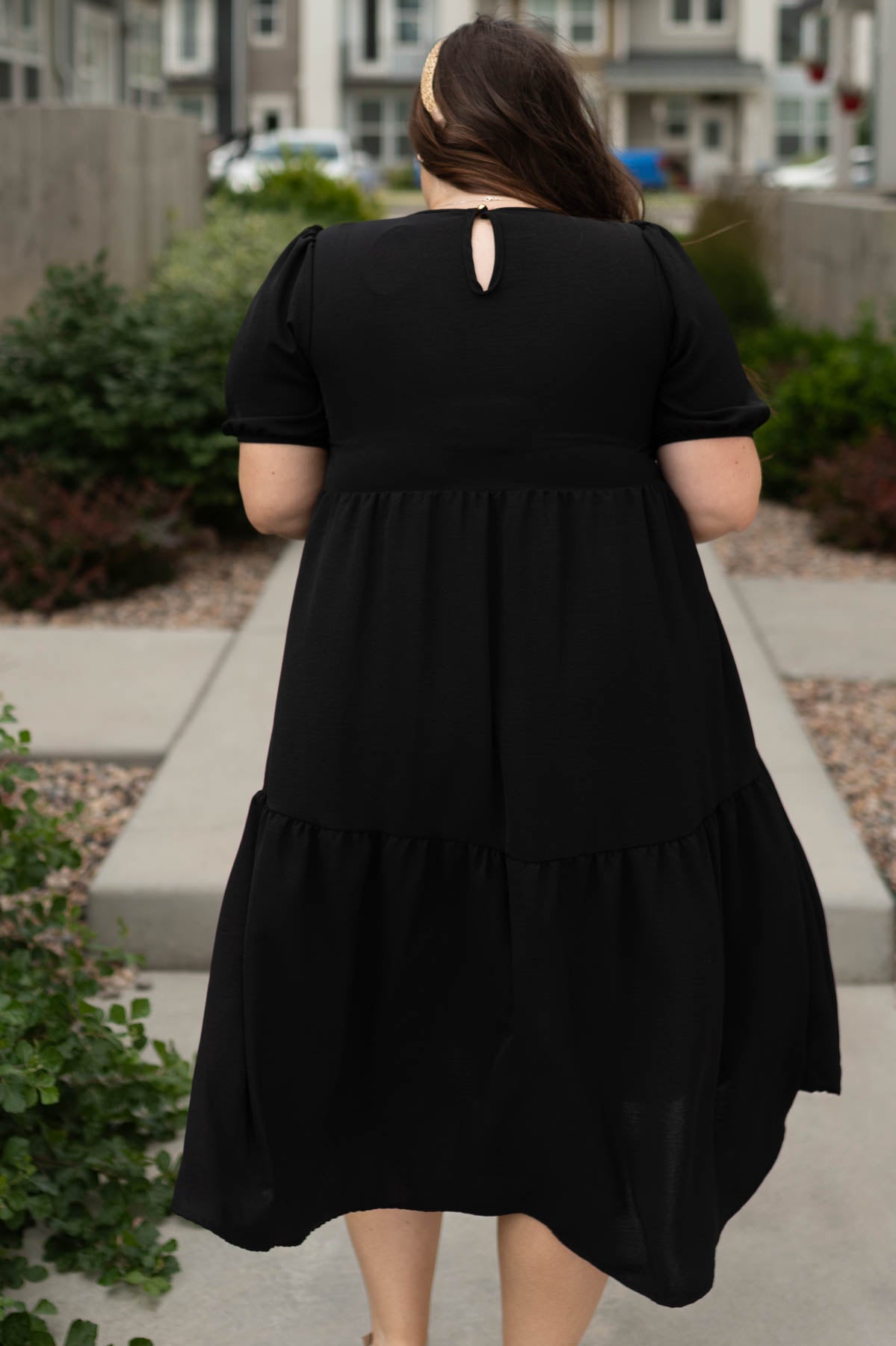 Back view of plus size Brooklynn black dress