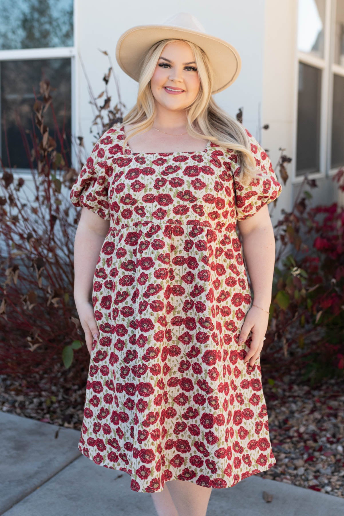 Plus size red floral dress