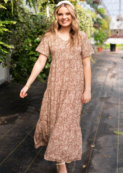 Brown floral dress