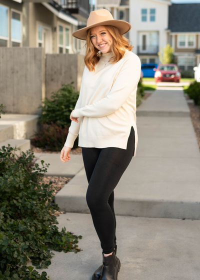 Oatmeal sweater with long sleeves
