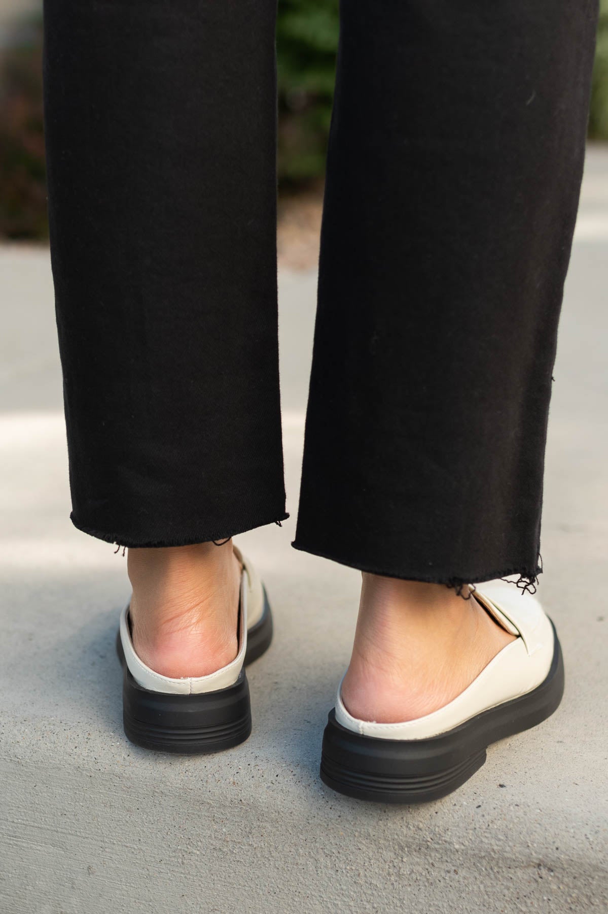 Back view of oyster penny loafers