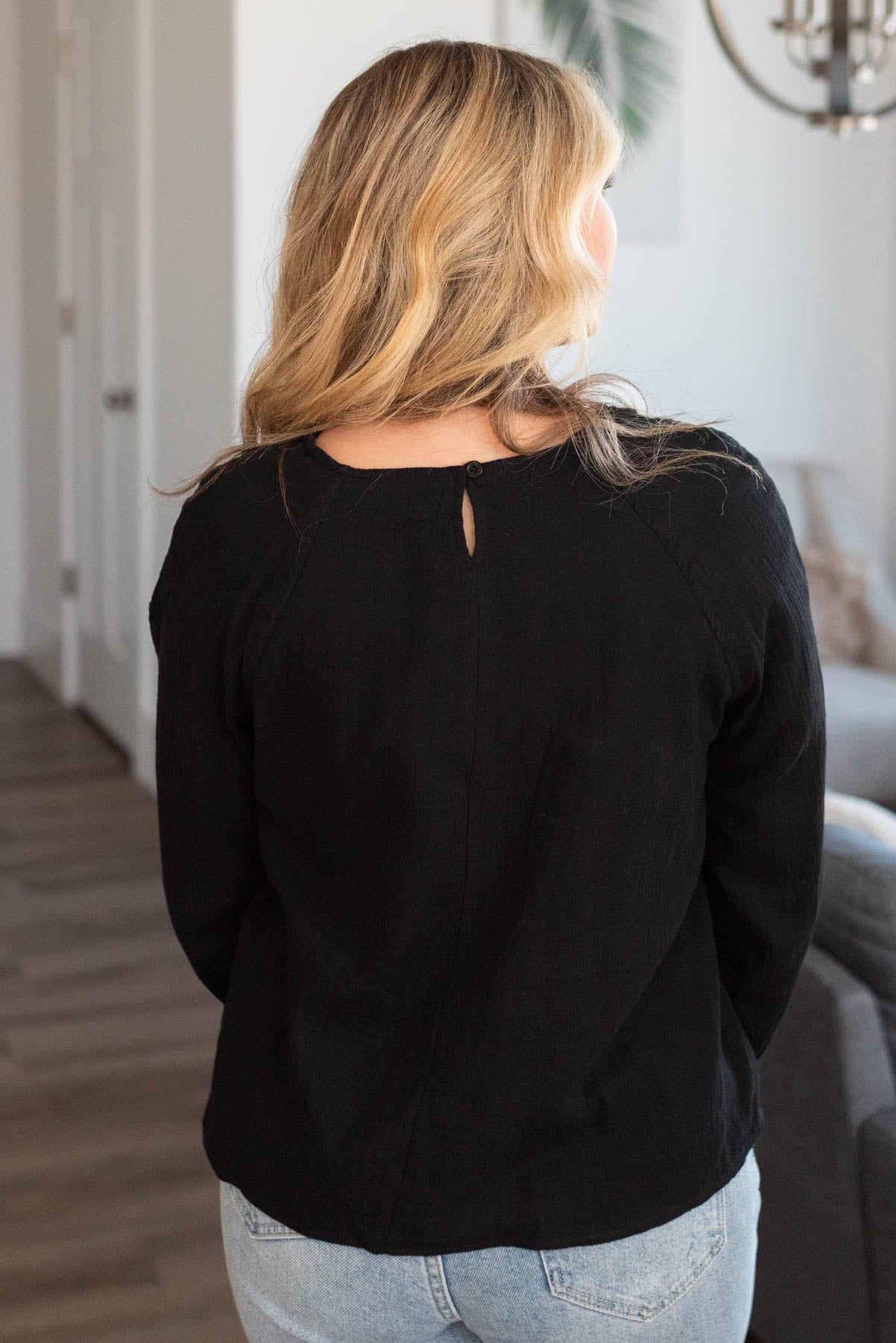 Back view of a black blouse