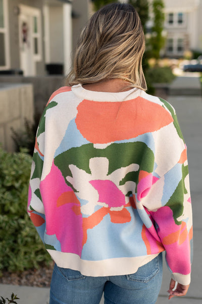 Back view of a multi sweater