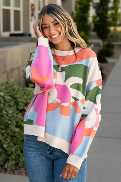 Multi sweater long sleeve sweater