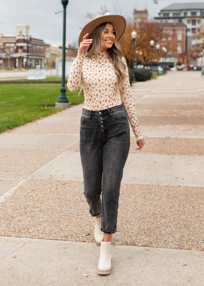 Sand flower print long sleeve