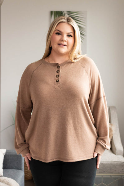 Plus size mocha button top