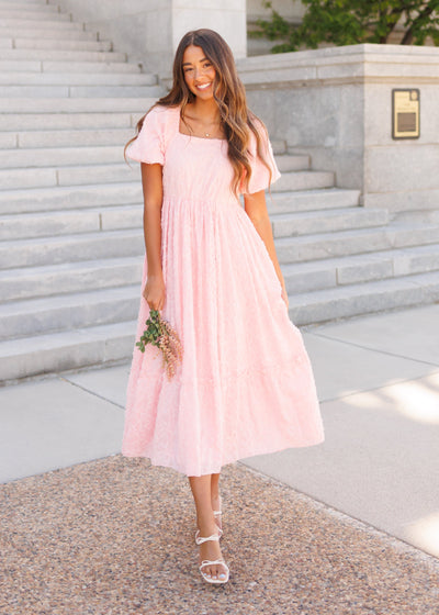 Carlee Pink Floral Textured Dress