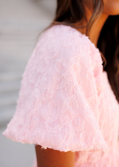 Carlee Pink Floral Textured Dress