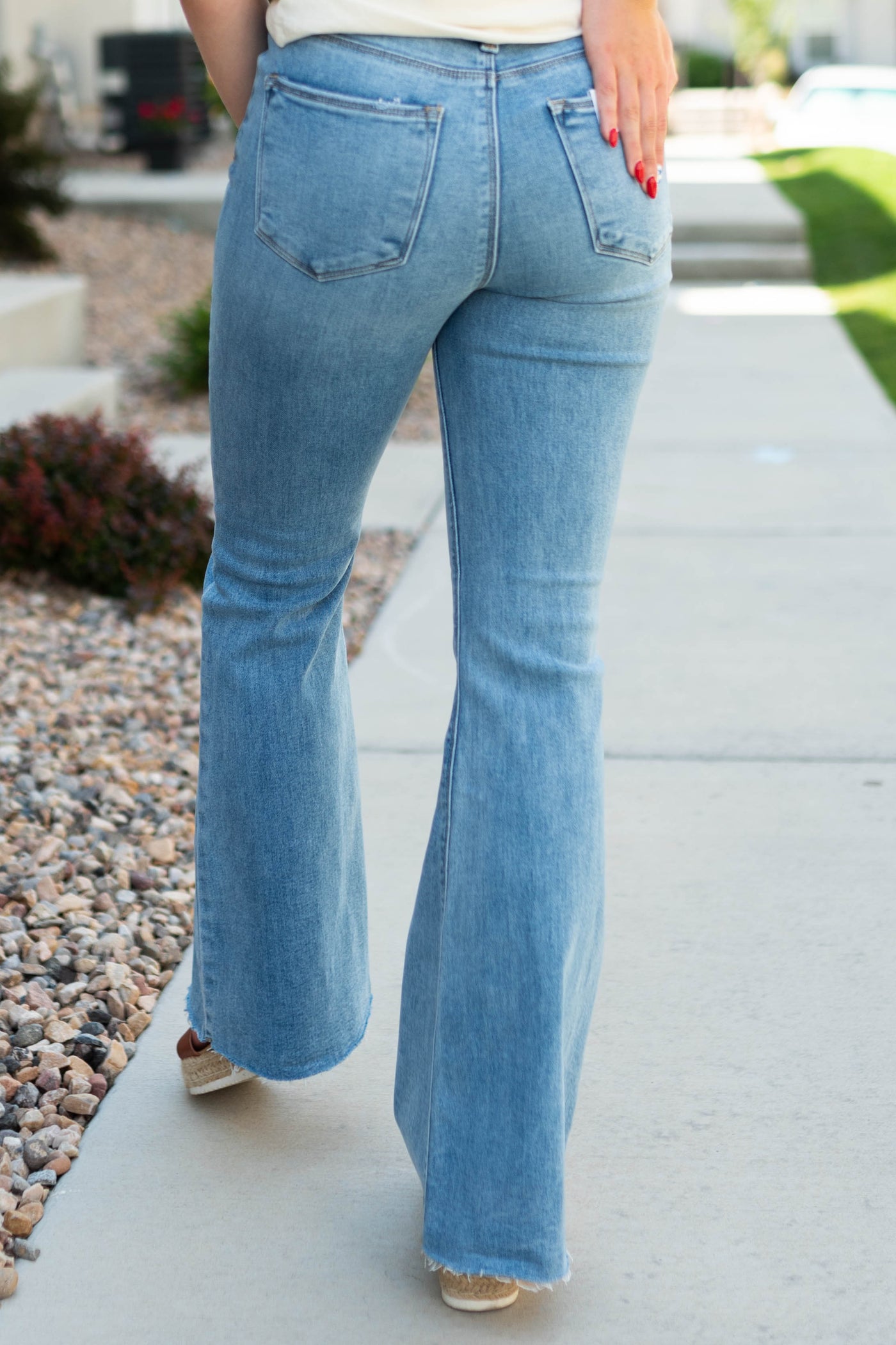 Back view of bootcut jeans